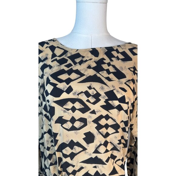 ZARA Small Geometric Camel Black Polyester Dress - Picture 2 of 15